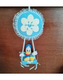 Fiocco nascita mongolfiera celeste con peluche